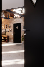 Detail-Milieuansicht von Schwarz RAL 9005 LA 6 Raute Mattlack Basic Innentür - Huga