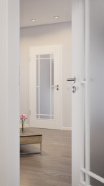 CloseUp-Milieuansicht von HUGA Innentür Kontur 1 Weißlack Classic mit Lichtausschnitt LA Lugano
