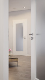 CloseUp-Milieuansicht von HUGA Innentür Kontur 1 Weißlack Classic mit Lichtausschnitt LA