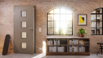 Detail-Milieuansicht von Hygge Grau RAL 7037 LA 14 Mattlack Basic Innentür - Huga