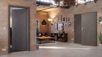 Main-Milieuansicht von HÖRMANN Doppelflügeltür Groove 53 Staubgrau RAL 7037 Lack DesignLine mit Zarge