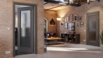 Main-Milieuansicht von Huga Innentür Hygge grau RAL 7037 Duradecor Basic mit Lichtausschnitt LA 8