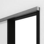 Detailansicht von GARANT Line-Schiebetürsystem vor der Wand laufend 0901-60 Black Resopal