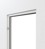 Detailansicht von der Aluminium-Blockzarge RAL 9016 Trend für Ganzglastüren - Küffner