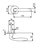 technische Zeichnung von Flat-Türdrücker Arena - R - Südmetall