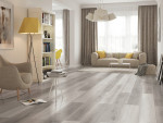 Ansicht Wohnbereich von Eiche grau mix strukturiert 1-Stab Explore Laminat - Wiparquet