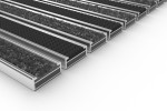Schräge Detailansicht von Aluprofilmatte KLASSIK Rips T03PP anthrazit / Safe R01V schwarz - Entrada