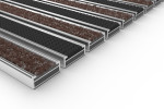 Schräge Detailansicht von Aluprofilmatte KLASSIK Rips T08PP braun / Safe R01V schwarz - Entrada