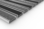 Schräge Detailansicht von Aluprofilmatte KLASSIK Rips T05PP grau / Safe R01V schwarz - Entrada