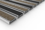 Schräge Detailansicht von Aluprofilmatte KLASSIK Rips T12PP sand / Safe R01V schwarz - Entrada