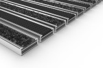 Schräge Detailansicht von Aluprofilmatte KLASSIK Rips T01PP schwarz / Safe R01V schwarz - Entrada