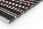 Schräge Detailansicht von Aluprofilmatte KLASSIK Rips T01PP schwarz / Work B04 braun - Entrada