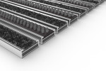 Schräge Detailansicht von Aluprofilmatte KLASSIK Rips T01PP schwarz / Work B02 grau - Entrada