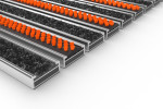 Schräge Detailansicht von Aluprofilmatte KLASSIK Rips T01PP schwarz / Work B08 orange - Entrada