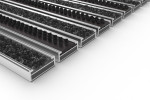 Schräge Detailansicht von Aluprofilmatte KLASSIK Rips T01PP schwarz / Work B01 schwarz - Entrada