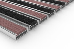 Schräge Detailansicht von Aluprofilmatte KLASSIK Safe R03V braun / Brush BL01 schwarz - Entrada