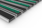 Schräge Detailansicht von Aluprofilmatte KLASSIK Safe R01V schwarz / Work B07 grün - Entrada