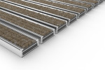 Schräge Detailansicht von Aluprofilmatte ROBUST Rips T12PP sand - Entrada
