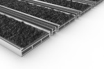 Schräge Detailansicht von Aluprofilmatte ROYAL Rips T01PP schwarz / Minibürste MB02 grau - Entrada