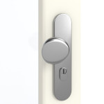 Detailansicht der Oberfläche von GARANT Wohnungseingangstür W980ST15 Platinweiß GHK08 mit Lichtausschnitt LA-3