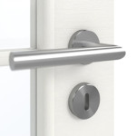 Detailansicht der Oberfläche von GARANT Doppelflügeltür inkl. Zarge Quer Authentic Bianco CPL mit Lichtausschnitt LA-3 Sprosse SP0