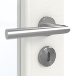 Detailansicht der Oberfläche von GARANT Doppelflügeltür inkl. Zarge Quer Authentic Bianco CPL mit Lichtausschnitt LA-3 Sprosse SP4