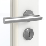 Detailansicht der Oberfläche von GARANT Doppelflügeltür inkl. Zarge D354-60 Designer White Resopal mit Lichtausschnitt LA-3 Sprosse SP4