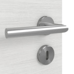 Detailansicht der Oberfläche von GARANT Doppelflügeltür inkl. Zarge Quer Authentic Grigio GCK08 mit Lichtausschnitt LA-4 bandseitig Sprosse SP10
