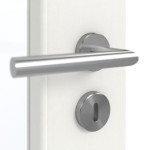 Detailansicht der Oberfläche von GARANT Doppelflügeltür inkl. Zarge Authentic Bianco CPL mit Lichtausschnitt LA-4 schlossseitig