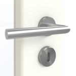 Detailansicht der Oberfläche von GARANT Doppelflügeltür inkl. Zarge U11026SD Kristallweiß GHK08 mit Lichtausschnitt LA-4 schlossseitig