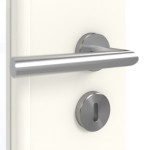 Detailansicht der Oberfläche von GARANT Doppelflügeltür inkl. Zarge 0105-60 Pearl White CPL mit Lichtausschnitt LA-6 Sprosse SP2