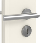 Detailansicht der Oberfläche von Doppelflügeltür Basic Dekor Weiß ähnl. RAL 9010 Dekorfolie 4.21 mit Lichtausschnitt mit Zarge