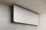 Detailansicht von Bahia Motiv klar Glaspendeltür mit festem Seitenteil DORMA Mundus BTS Variante 2 - Erkelenz