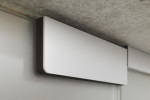 Detailsansicht von Bahia Motiv klar 2-flg. Glaspendeltür mit festem Seitenteil DORMA Mundus BTS Variante 5 - Erkelenz