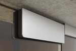Detailsansicht von Bahia Motiv matt 2-flg. Glaspendeltür mit festem Seitenteil DORMA Mundus BTS Variante 5 - Erkelenz