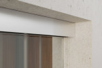 Detailansicht von Curves Motiv matt Glasschiebetür mit festem Seitenteil Sigma Flexible Variante 1 - Erkelenz