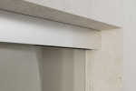 Detailansicht von Cristall Motiv klar Glasschiebetür mit zwei festen Seitenteilen Sigma Flexible Variante 2 - Erkelenz