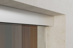 Detailansicht von Bahia Motiv matt 2-flg. Glasschiebetür mit zwei festen Seitenteilen Sigma Flexible Variante 3 - Erkelenz