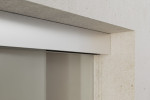 Detailansicht von Vertigo Motiv klar 2-flg. Glasschiebetür mit zwei festen Seitenteilen Sigma Flexible Variante 3 - Erkelenz