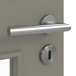 Detailansicht der Oberfläche von Hygge Grau RAL 7037 LA 9 Mattlack Basic Innentür - Huga