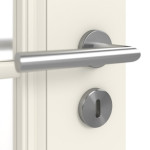 Detailansicht der Oberfläche von HUGA Innentür Kontur 1 Weißlack Classic mit Lichtausschnitt LA Lugano