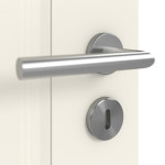 Detailansicht der Oberfläche von HUGA Innentür Kontur 5 Weißlack Classic mit Lichtausschnitt LA 1