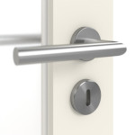Detailansicht der Oberfläche von HUGA Innentür Smart 1 Weißlack Concept mit Lichtausschnitt Schlossseite