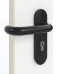 Detailansicht der Oberfläche von GARANT Rauchschutztür D354-60 Designer White Resopal mit Lichtausschnitt LA-DIN