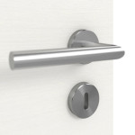 Detailansicht der Oberfläche von GARANT Schallschutztür Quer Authentic Bianco CePaL mit Lichtausschnitt LA-10