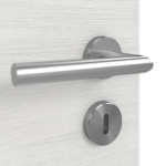 Detailansicht der Oberfläche von GARANT Schallschutztür Quer Authentic Grigio GCK08 mit Lichtausschnitt LA-4 mittig