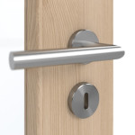 Detailansicht der Oberfläche von GARANT Schallschutztür Authentic Achat GCK08 mit Lichtausschnitt LA-5 schlossseitig