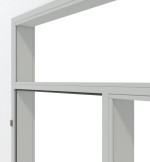 Detailansicht in RAL 7035 von Stahl-Umfassungszarge für Ständerwerk mit Seitenteil und Oberlicht - Hörmann