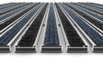 Detailansicht frontal von Aluprofilmatte KLASSIK Rips T06PP blau/grau / Brush BL01 schwarz - Entrada