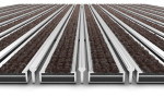 Detailansicht frontal von Aluprofilmatte KLASSIK Rips T08PP braun / Kratzleiste - Entrada